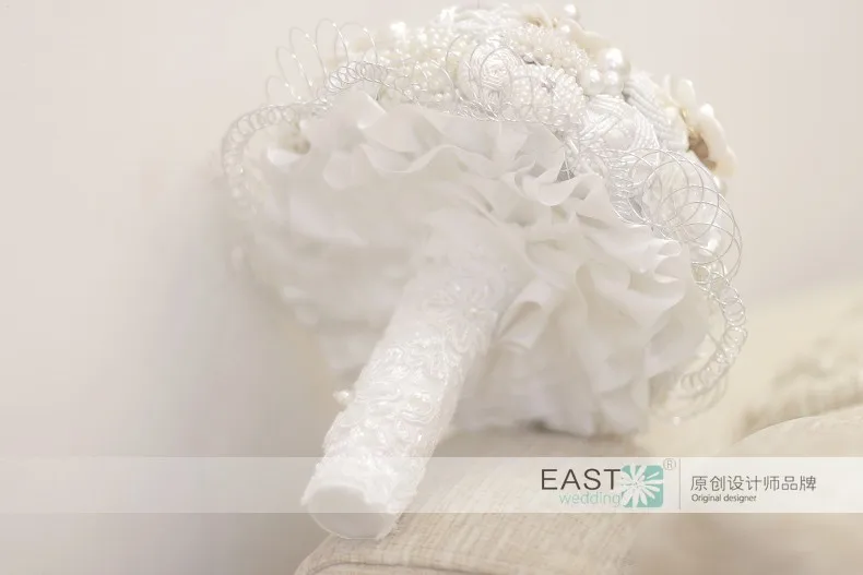 Жемчужный Свадебный букет с брошью ручной работы кристалл бисером букет невесты белый цвет слоновой кости свадебные украшения