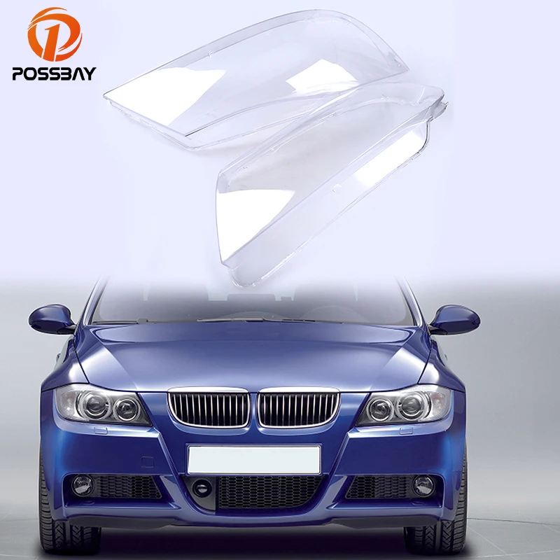 

POSSBAY Left Right Clear Lens Headlight Lenses Cover Shell Replacement for BMW 3 Series E91 Wagon/Touring 2004-2008 Pre-facelift