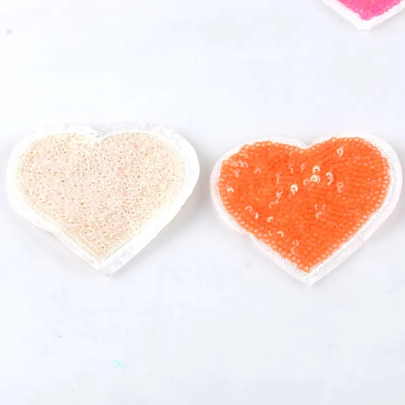 6Pcs Heart Beaded Rhinestone Applique Patch Iron on Wedding Party Sequins