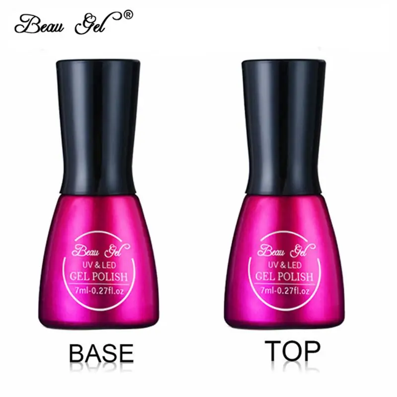 

Beau Gel Professional 7ml Base&TOP Coat Gel Varnishes Soak Off UV Nail Polish LED Nail Gel Polish Semi Permanent Base Coat Gel