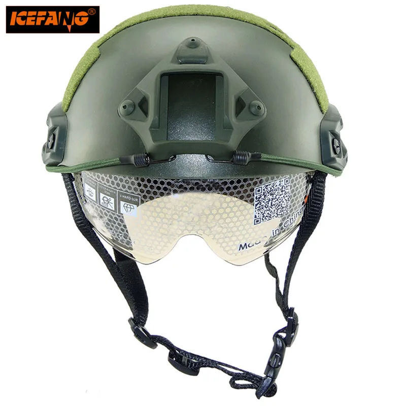 Military Tactical Airsoft Helmet with Protective Goggle Outdoor Sports