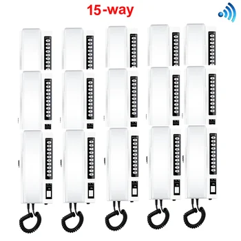 

ZHUDELE Intercom System 15-Way Interphones 2.4Ghz Wireless Audio Door Phone Kits,indoor intercom 99 handsets extendable