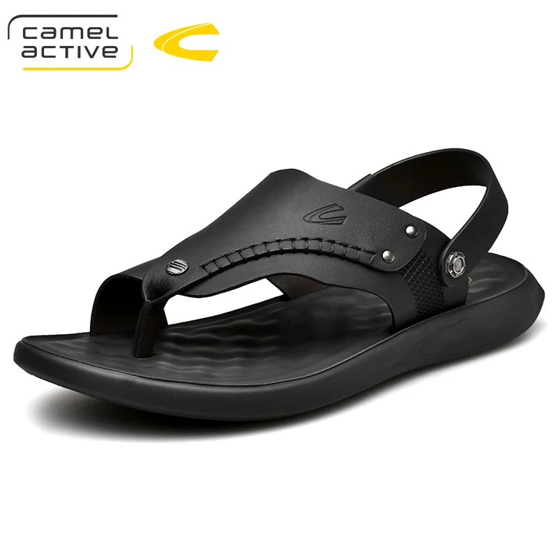Мужские сандалии из натуральной кожи Camel Active коричневые пляжные слиперы большие
