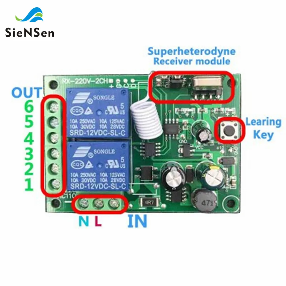 Siensen 220 V 2-полосная Беспроводной дистанционный контроллер и 433 МГц двух 2-х кнопочный 1527 пульт дистанционного управления