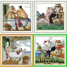 

Enjoy life series, counted printed on fabric DMC 14CT 11CT Cross Stitch kits,embroidery needlework Sets Home Decor