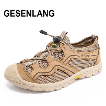 

2019 Men's Sports Hiking Shoes Summer Breathable Quick Drying Male Sneakers Anti-slip Outdoor Trail Beach Walking Shoes Big Size