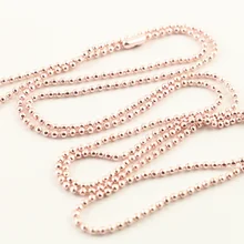 5 шт 1,5 мм розовый позолоченный шар бусины цепь ожерелье шарик соединитель 65 см(25,5 дюйма)(Z1-19