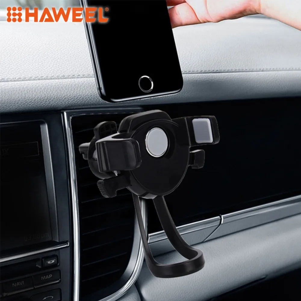 HAWEEL Universal Car Charger Air Vent Mount Phone Holder Stand For iPhone Galaxy Huawei and other Smartphones For Width 64-82mm HAWEEL Universal Car Charger Air Vent Mount Phone Holder Stand For iPhone Galaxy Huawei and other Smartphones For Width 64-82mm