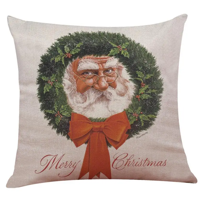 Let It Snow Xmas Style Cushion Cover Merry Christmas! Santa Claus Socks Balloon Home Decorative Pillows Cover Nordic 806