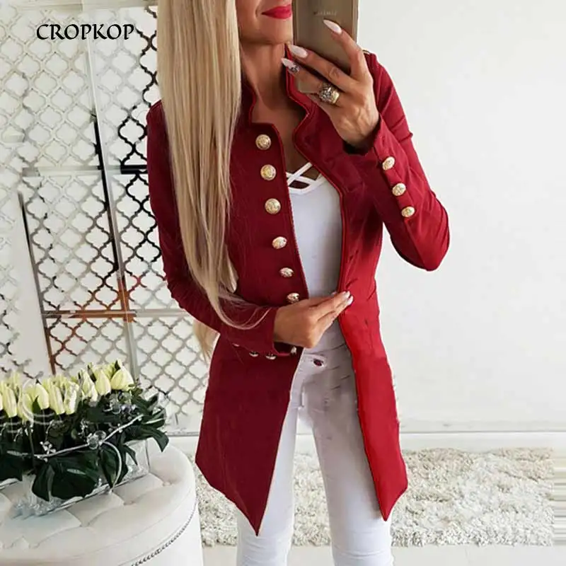 Office Women Jacket Blazers 2019 New Slim Ladies Office Wear Outwear Long Sleeve Stand Collar Formal Suit Long Black Autumn Coat Office Women Jacket Blazers 2019 New Slim Ladies Office Wear Outwear Long Sleeve Stand Collar Formal Suit Long Black Autumn Coat