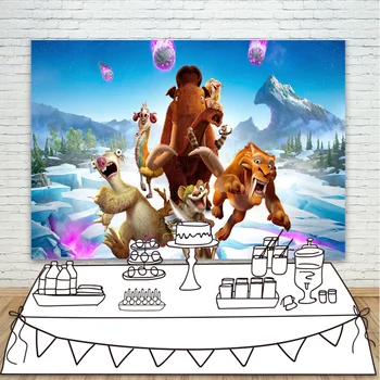 

Photography Backdrop Ice age 5 Interstellar Collision Snow Slide Photo Background Panic Animals Baby Birthday Banner Backdrop