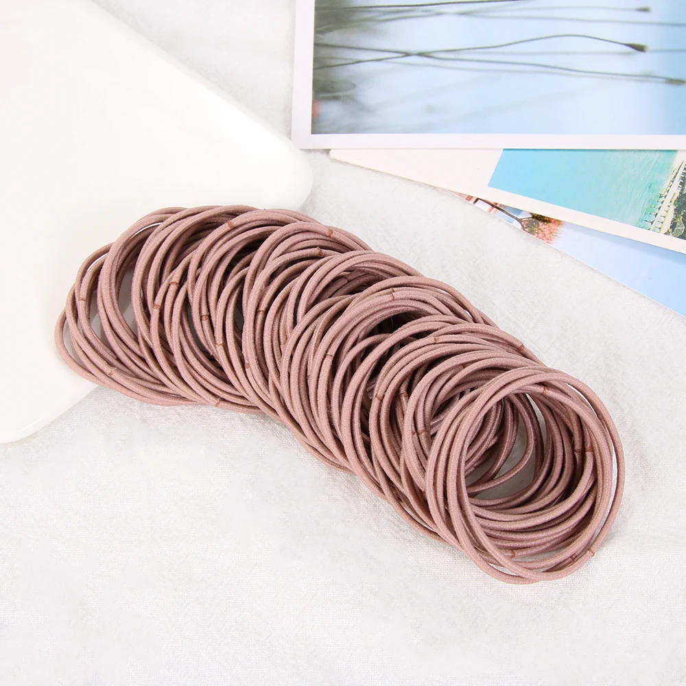 

100PCS Fashion Girl Elastic Rubber Hair Ties Band Rope Ponytail Holder Hair Ropes Hair Styling Accessories Wholesale Girl Ropes