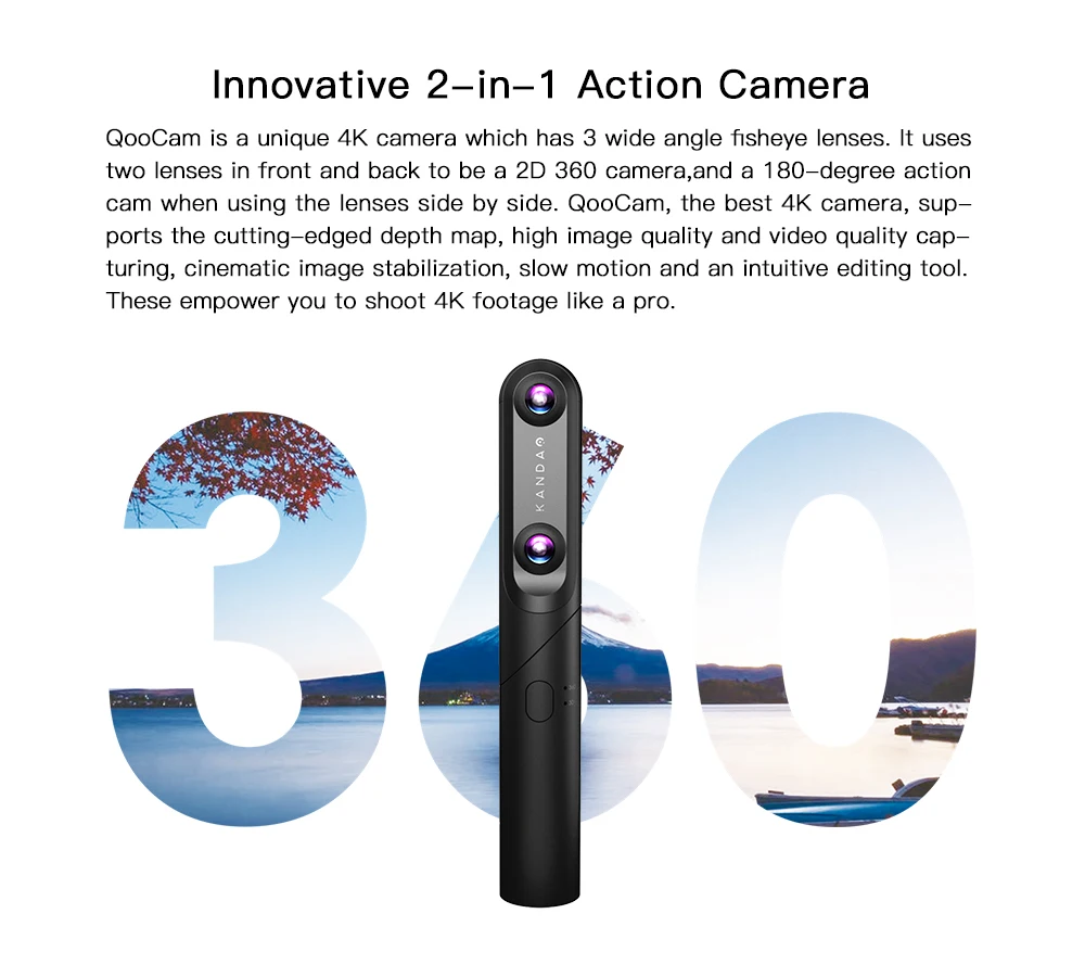 QooCam сменный 4K 360 и 3D 180 камера портретный режим видео стабилизация 120 FPS PK Xiaomi Insta360