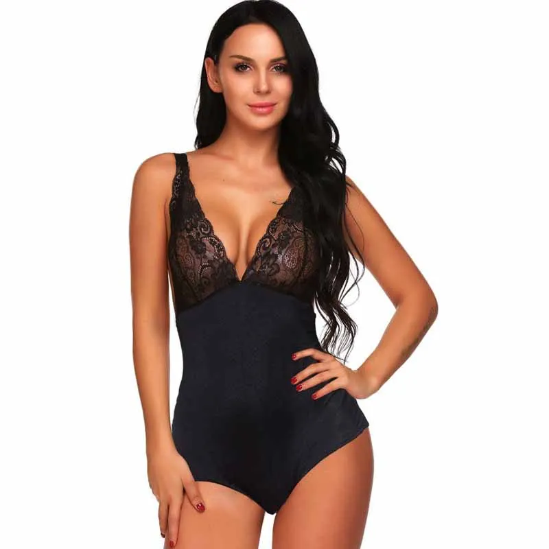 Sexy Lace Bodysuit Women 2019 Slimming Waist Tummy Control Backless Bodysuit Shapwear Black Jumpsuit Summer Overalls (1)