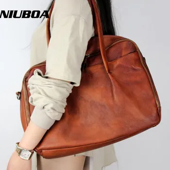 

NIUBOA Fashion Ladies Handbag Women's Genuine Leather Handbag Black Leather Tote Bags Bolsas Femininas Big Capacity Shoulder Bag
