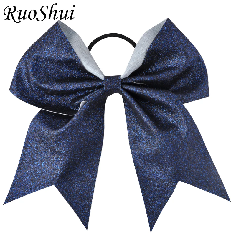 7 بوصة بلينغ بلينغ الترتر التشجيع الشعر القوس بريق الصلبة الانحناء مطاطا العصابات الشعر ذيل حصان ماسك الشعر للفتيات والنساء