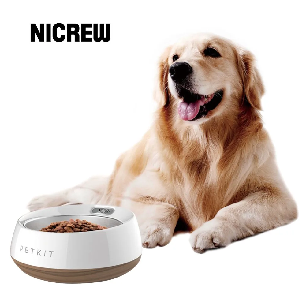 

Nicrew Stainless Steel Pet Bowl Smart Accurate Weighing Feeding Smart Digital Cat Dog Feeding Bowl Antibacteria Bowl Large Dog