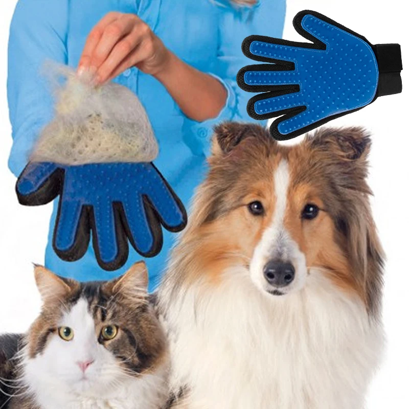 Pet Grooming Gloves Pet Hair Remover Gloves Dog Cat Hair Cleaning Gloves Silicone Pet Hair Removal Massage Supplies for Long Short Cat