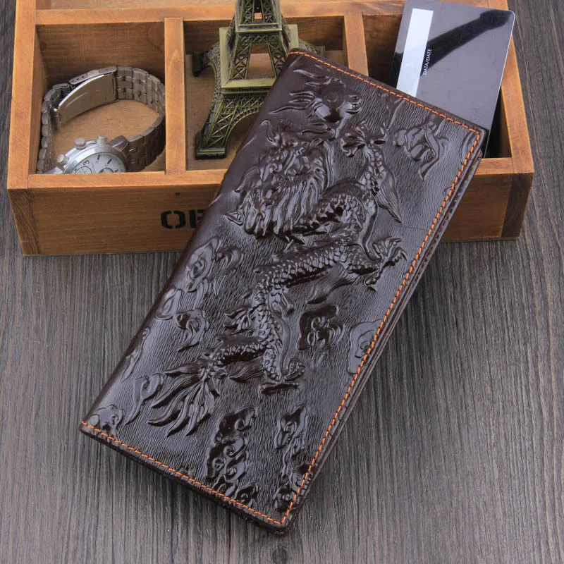 

High-end PU Leather Wallets Men Long Wallet Retro Casual Cowhide Purse