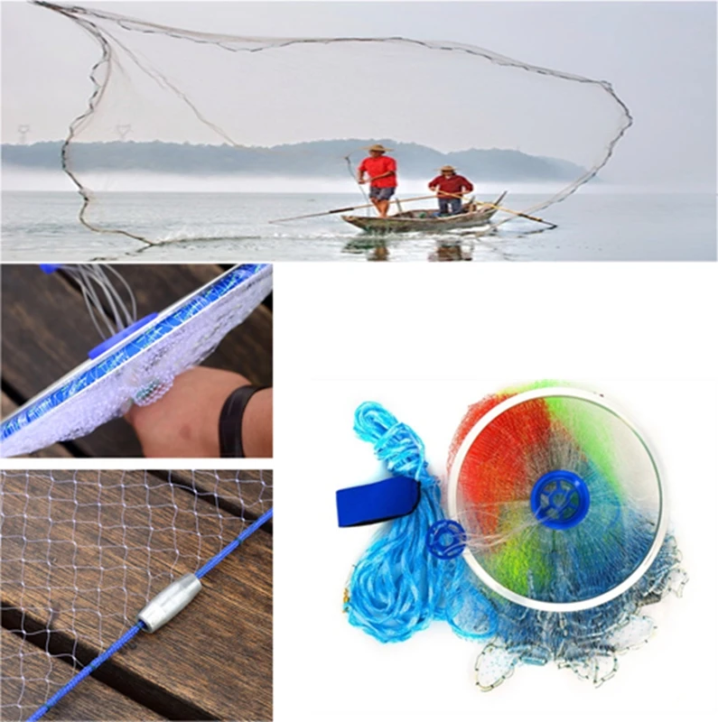 2,4 м прочная грузила приманка для наружной рыбалки ручная литьевая сеть ручная литьевая ловля рыбы нейлоновая сетка