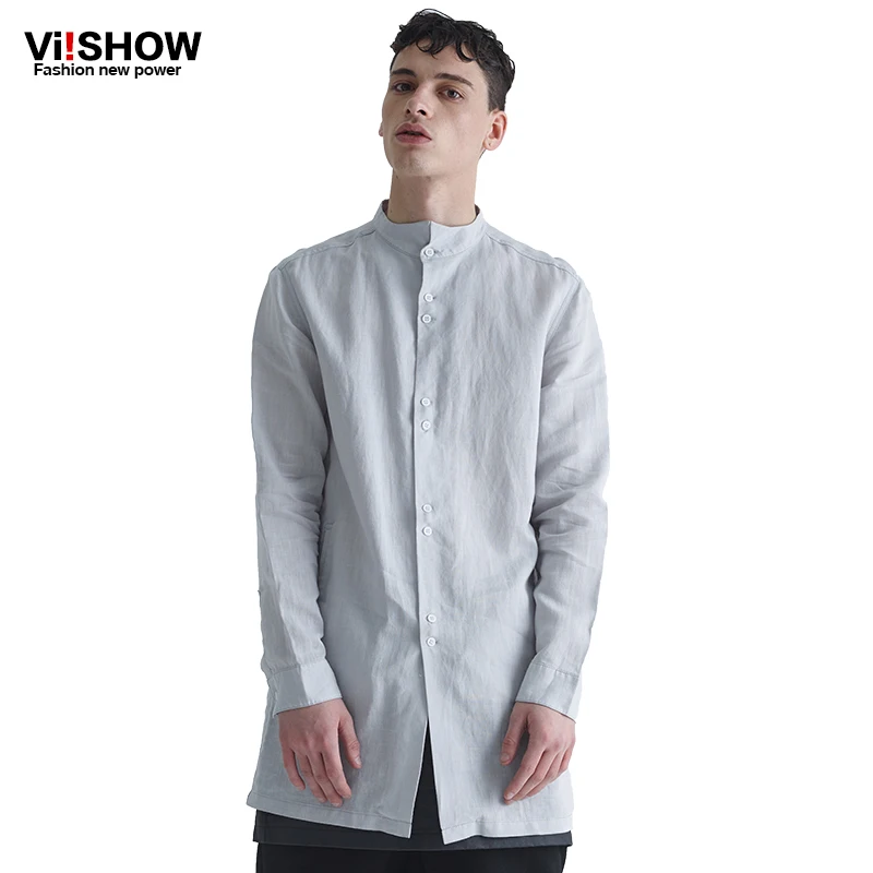 

VIISHOW Plus Size Cotton Long Sleeve Mens Dress Shirt Summer Casual Plus Long Shirt Sexy Formal Social Blouse Business Men Suits