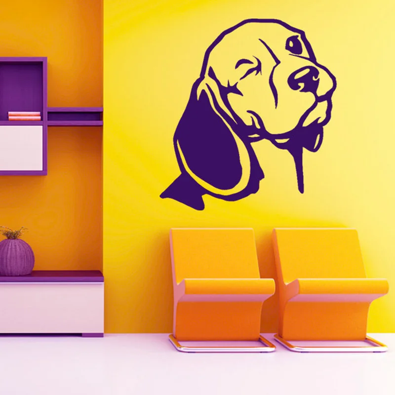 Playful Beagle Wall Decal Vinyl Sticker Home Decor, Dog Head Wall Art