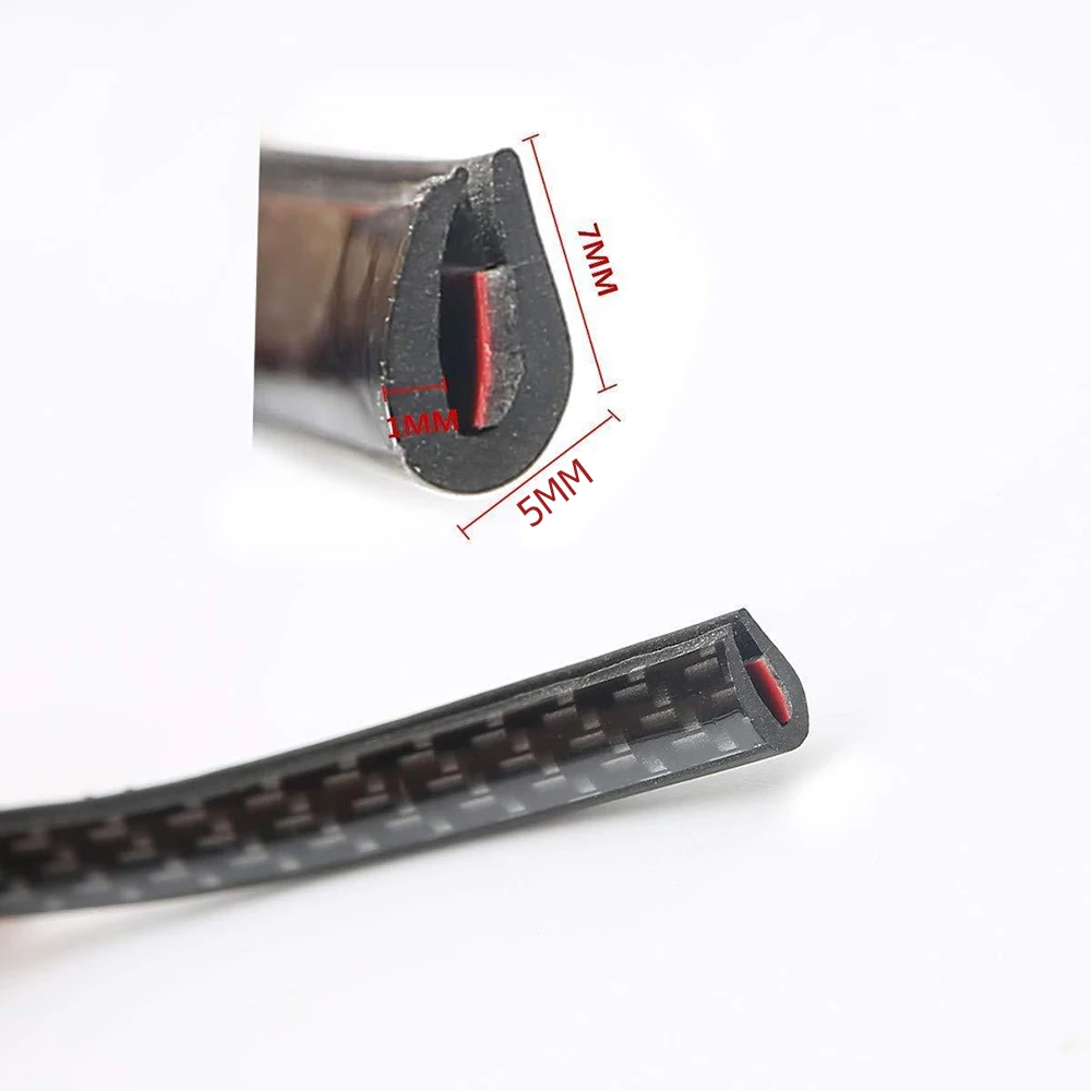 5M Black Carbon Fiber Car Door Edge Guards Strip U Shape Trim Molding Seal Protector Auto Care Tools Accessories
