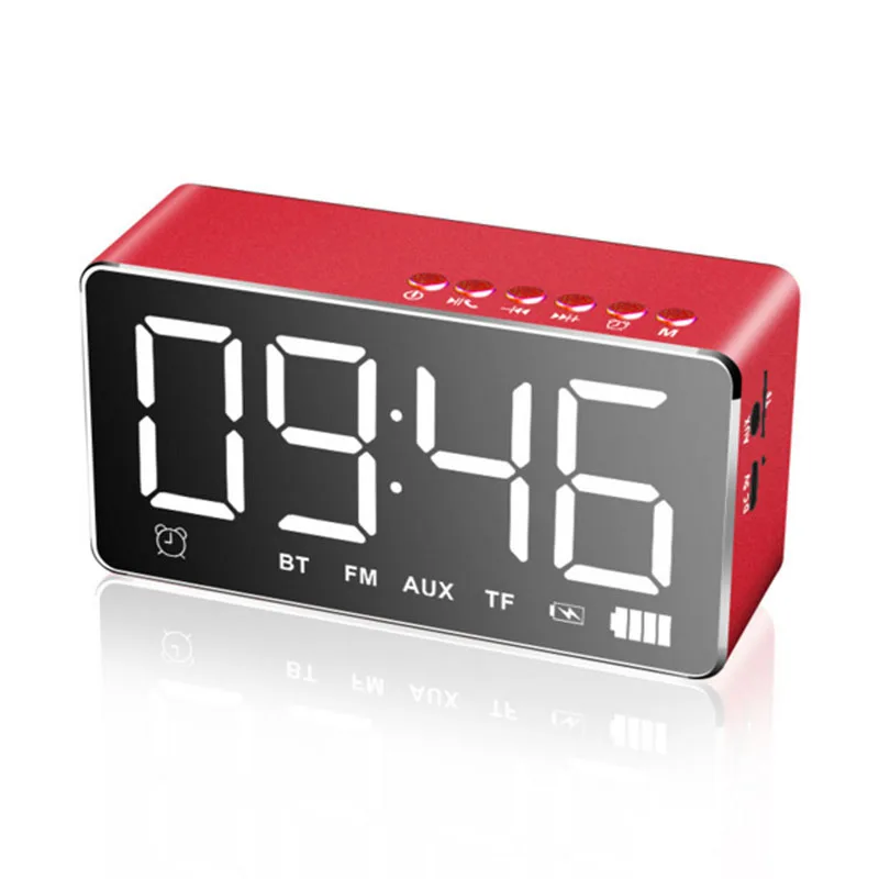 EAAGD светодиодный цифровой будильник с bluetooth-динамиком и fm-радио, стереозвук со встроенной tf-картой, светодиодный Будильник - Цвет: Красный