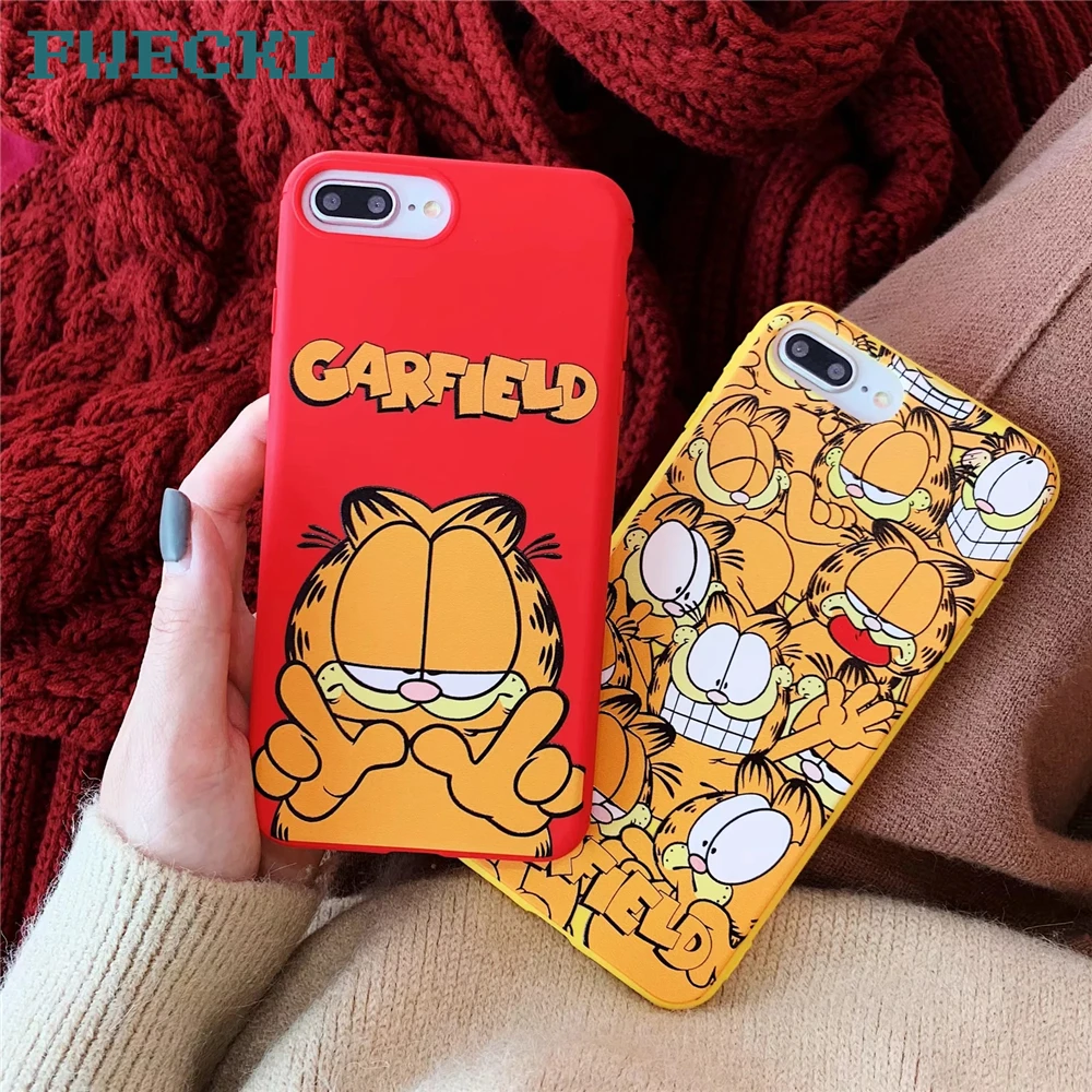 

3D Emboss Cartoon Garfield Cat Phone Case For iPhone 7 8 Plus X XS MAX XR Soft TPU Silicon Back Cover For iPhone 6 6S Plus Coque