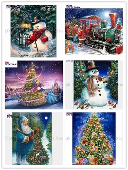 

MYTIAN 5D DIY Diamond Painting Santa Claus and Christmas Cross Stitch Kits Diamond Embroidery Full Square Rhinestones Home Decor