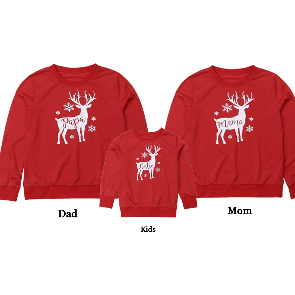 Семейные рождественские топы с изображением лося, одежда для папы, мамы, дочки и сына рубашки с длинными рукавами одинаковые комплекты для семьи для взрослых и маленьких мальчиков и девочек