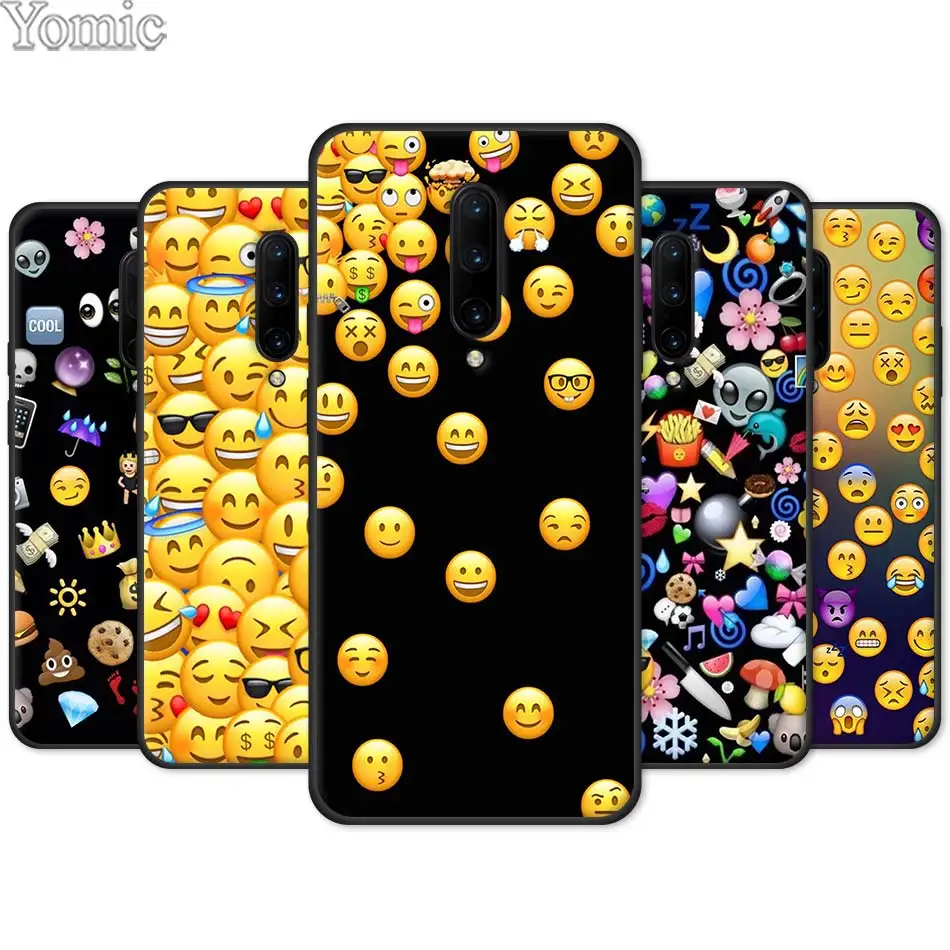 Emoticon Emoji Black Case for font b Oneplus b font font b 7 b font font