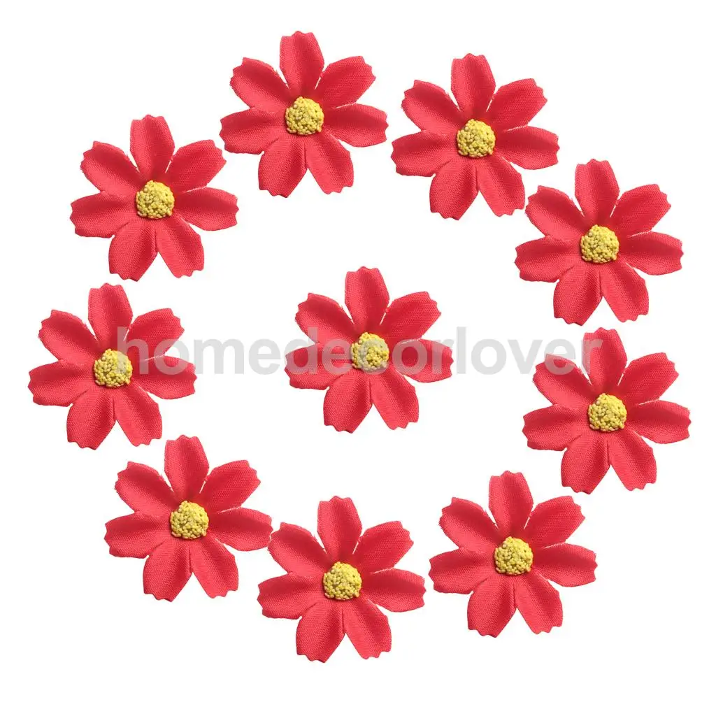50pcs 4cm Silk Flower Daisies Flower Heads for Wedding/Car/Spring/Home/Garden Decoration Wreath DIY Floral Arts and Crafts