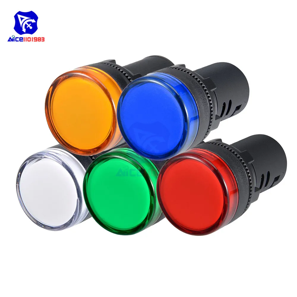 Heschen 22mm LED Indicator Pilot Light AD16-22D/S 24VDC 20mA Green Light Colour 5Pack 