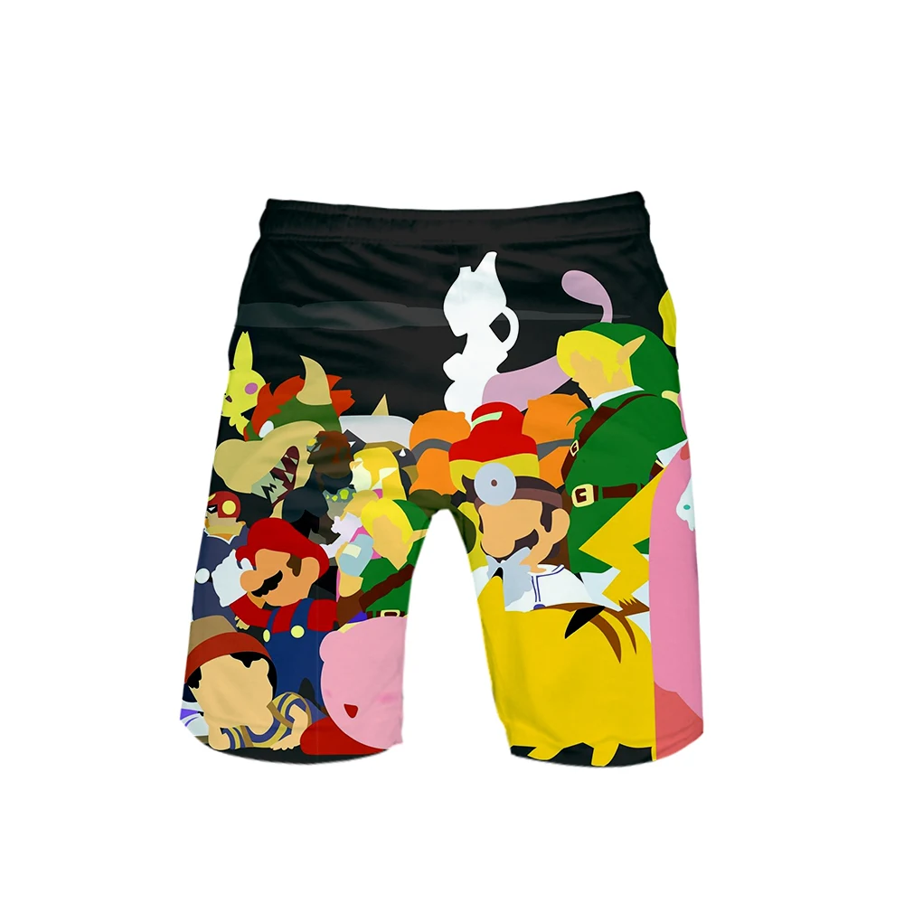 Новые Горячие 3D супер Smash Bros. Летние мужские шорты для отдыха брелок для ключей в стиле ретро пляжные шорты для отдыха в стиле хип-хоп