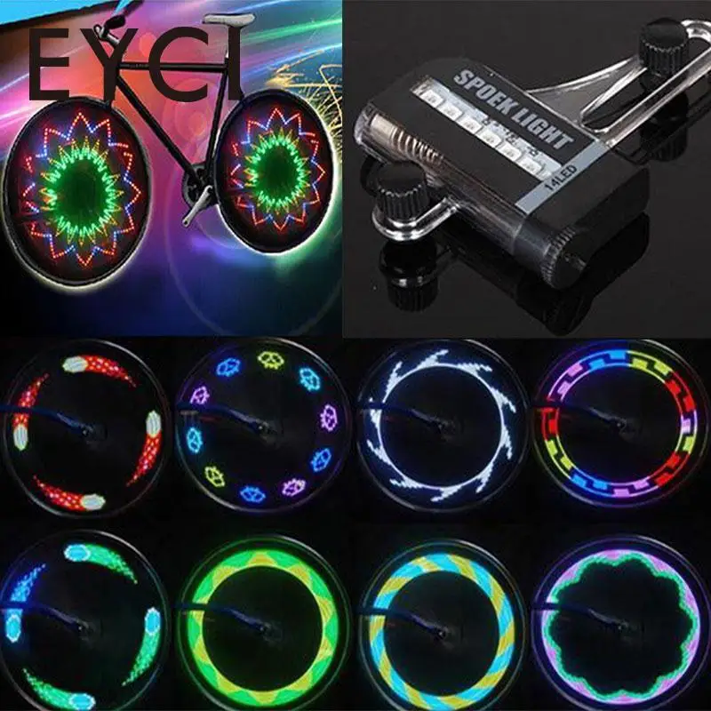 

EYCI 14 RGB Colorful LEDs Bike Bicycle Accessories Bycicle Tire Light Mtb Mountain Bike LED Wheel Spoke Light 30 Patterns