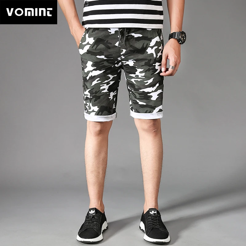 Vomint Лето г. Новые мужские шорты для женщин Drawstring эластичный пояс камуфляж Цвет: Желтый, Белый Короткие мотобрюки модные регулярные