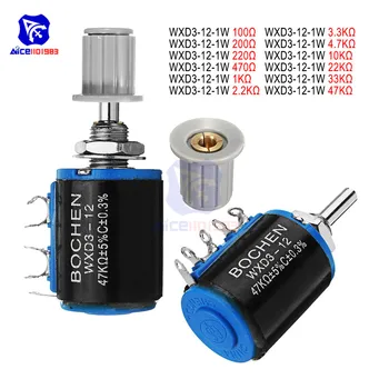 

WXD3-12-1W Wirewound Potentiometer Resistance 100R 200R 470R 1K 2.2K 4.7K 10K 22K 47KΩ Ohm Multi Turn Rotary Potentiometer Knob