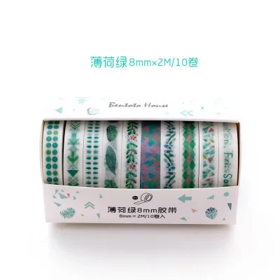 10 рулонов/упаковка Красочные свежие Бумага DIY ручка декоративные из рисовой бумаги ленты Стикеры - Цвет: G