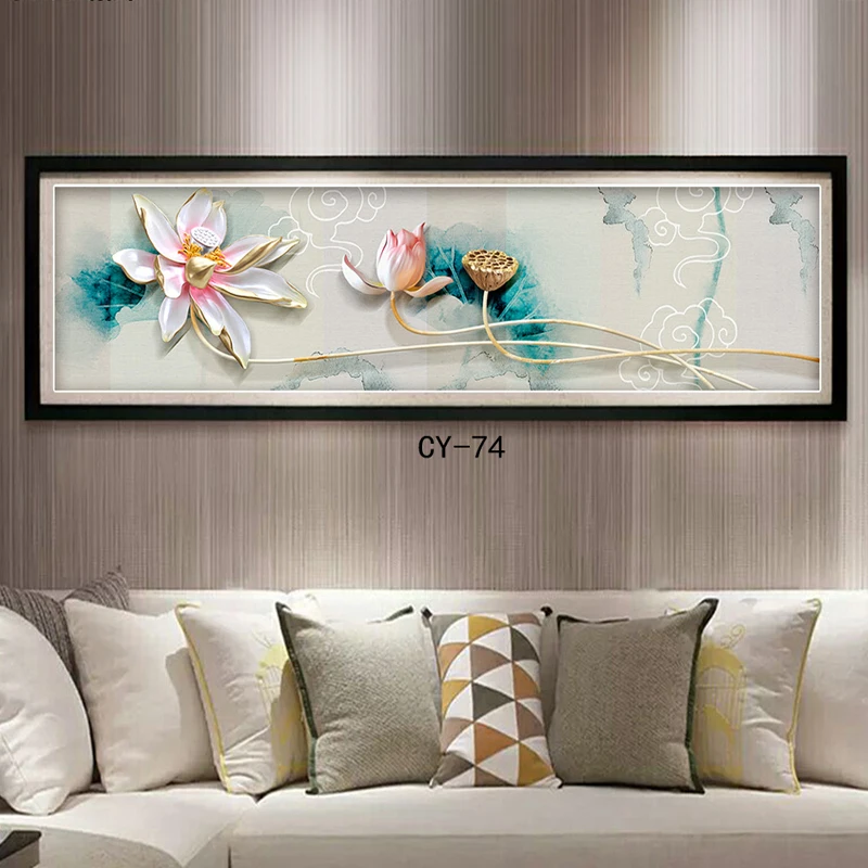 HD Print Chinese Lotus Flower Pictures Large Wall Art Home Decor Oil Painting On Canvas Sets Abstract Floral Poster and Prints | Дом и сад
