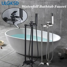 ULGKSD смеситель для ванной черный/никель латунный пол подставка смеситель для горячей и холодной воды кран с одной ручкой Para ванная комната