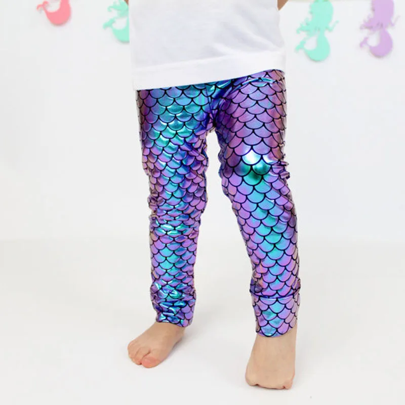 

European and American Girls'Fish Scale Mirage Trousers, Mermaid Pencil Trousers