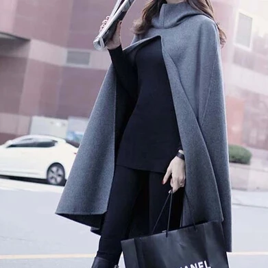 

Women's Tops Fashion Woolen Cloak Coat Hoody Trench Autumn Cape