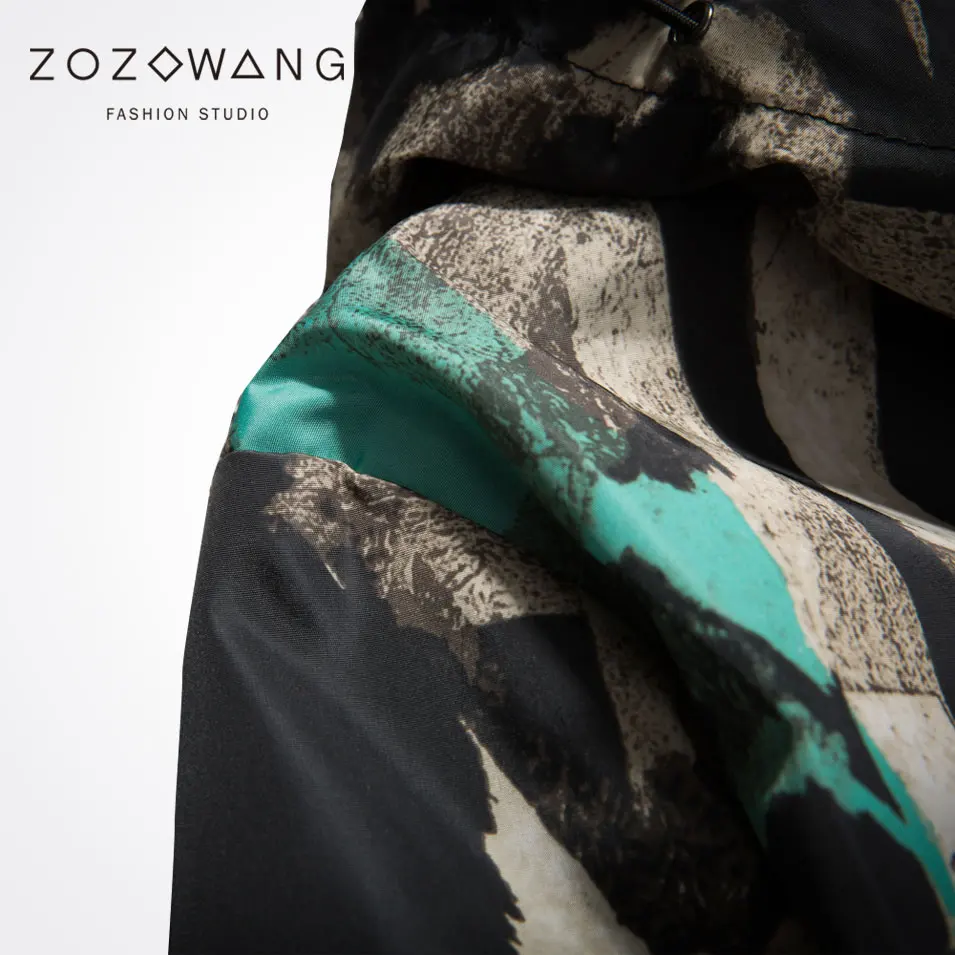 Zozowang new spring autumn plus size casual short jacket men high quality  print camouflage zipper hooded jacket coat men 