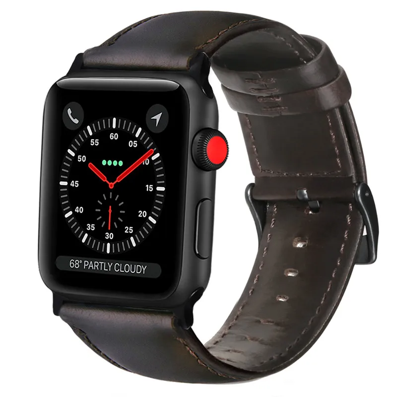 Кожаный ремешок для восковой браслет с маслом Apple Watch band 4 44 мм 40 Мужские часы
