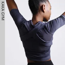 Женские рубашки для йоги с коротким рукавом, сексуальный фитнес-укороченный топ, дышащие отверстие на спине, обтягивающие спортивные футболки, одежда для бега