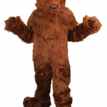 Длинные волосы плюшевые гризли маскот Медведь Костюм для взрослых Размер огненный животных карнавальный костюм Cosply нарядное платье SW494