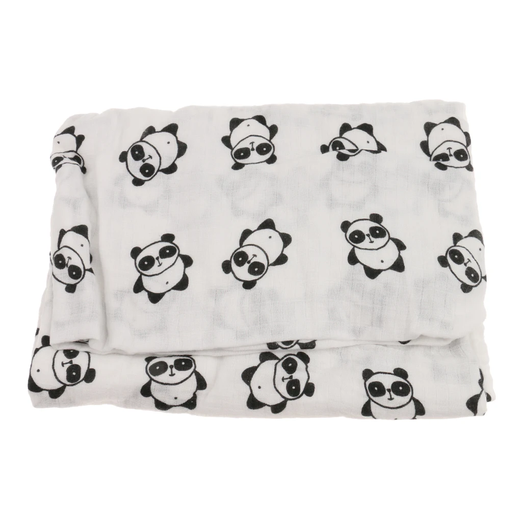 1Pc Soft Muslin Cotton Blanket Newborn Infant Baby Blanket Swaddle Bathing Bath Towel Panda 110x110cm