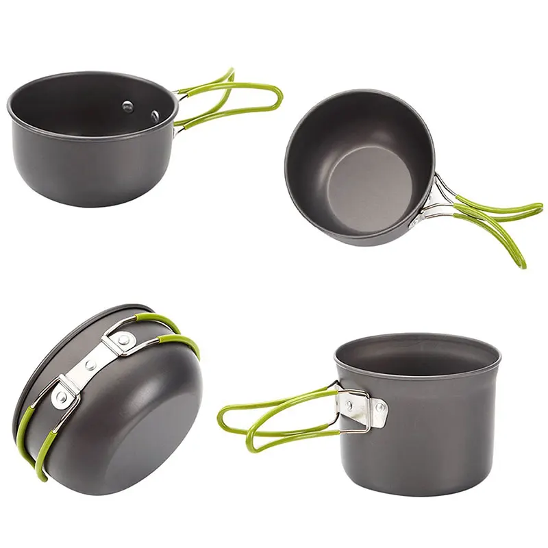 VILEAD 7 unidades de Camping al aire libre conjunto de marihuana portátil de 2-3 persona vajilla cocina fideos instantáneos hirviendo agua tipo Split cubiertos