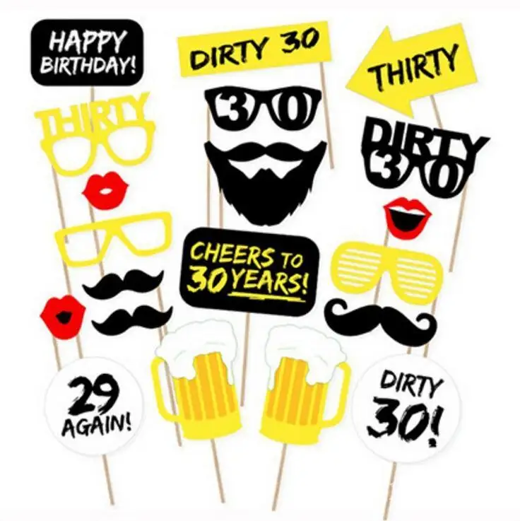 Бородатый мужчина 30 лет вечерние украшения Photo Booth Реквизит День рождения украшения дети блеск Baby Shower Всё для фото-будки